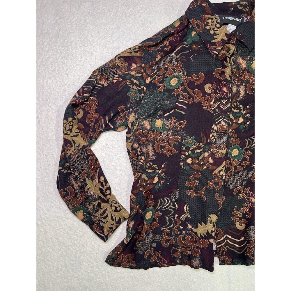 Sag Harbor Womens sz 14 Button up shirt Long sleeve casual Paisley - Picture 2 of 13